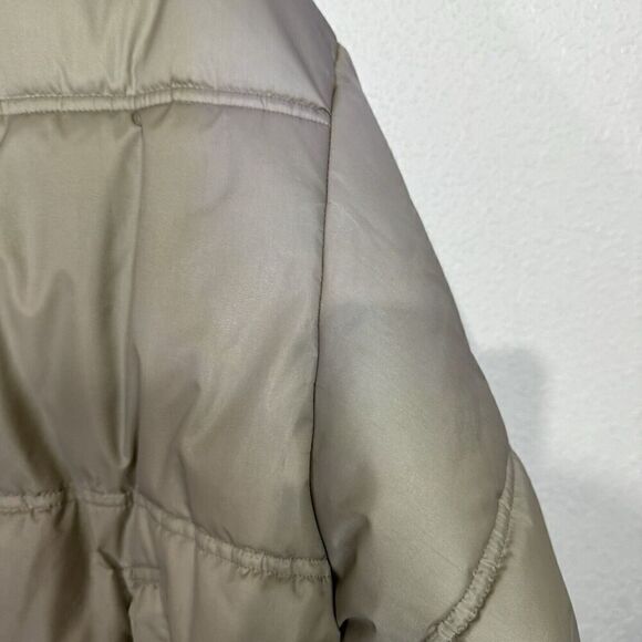 Vintage US Polo Assn Heavy Puffer Jacket Mens Large Beige Zip Button Close -Hood - Picture 5 of 13
